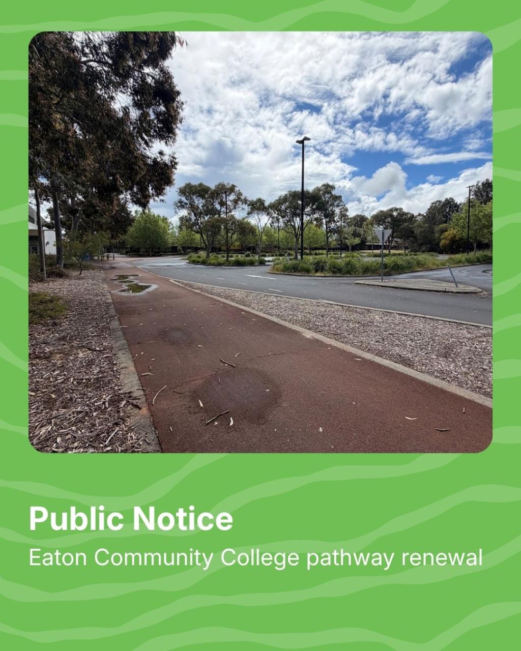 Pathway renewal works near Eaton Community College