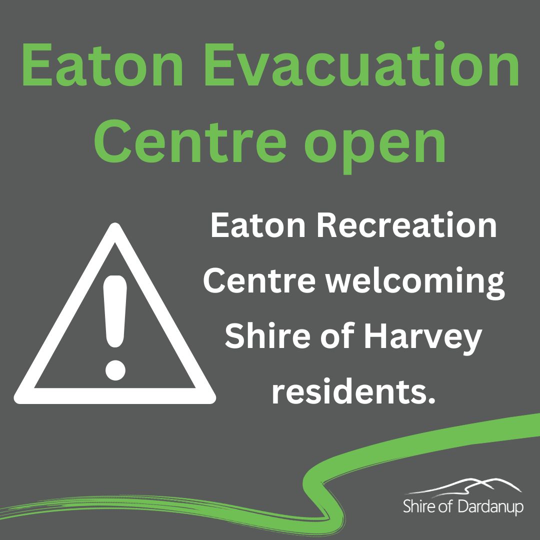 Emergency Evacuation Centre open at Eaton Rec Centre for Shire of Harvey